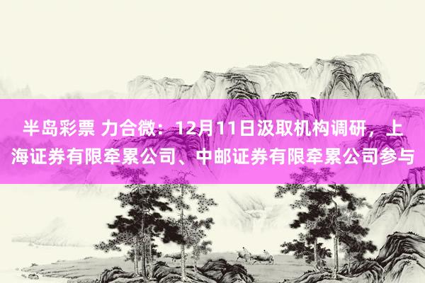 半岛彩票 力合微：12月11日汲取机构调研，上海证券有限牵累公司、中邮证券有限牵累公司参与