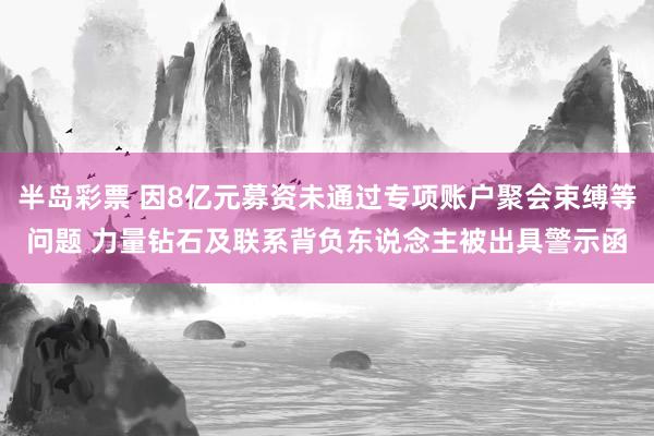 半岛彩票 因8亿元募资未通过专项账户聚会束缚等问题 力量钻石及联系背负东说念主被出具警示函