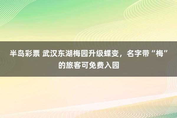 半岛彩票 武汉东湖梅园升级蝶变，名字带“梅”的旅客可免费入园