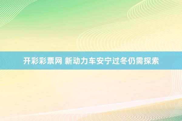 开彩彩票网 新动力车安宁过冬仍需探索