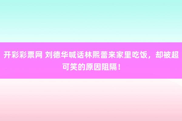 开彩彩票网 刘德华喊话林熙蕾来家里吃饭，却被超可笑的原因阻隔！