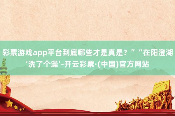 彩票游戏app平台到底哪些才是真是？”“在阳澄湖‘洗了个澡’-开云彩票·(中国)官方网站