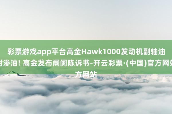 彩票游戏app平台高金Hawk1000发动机副轴油封渗油! 高金发布阛阓陈诉书-开云彩票·(中国)官方网站