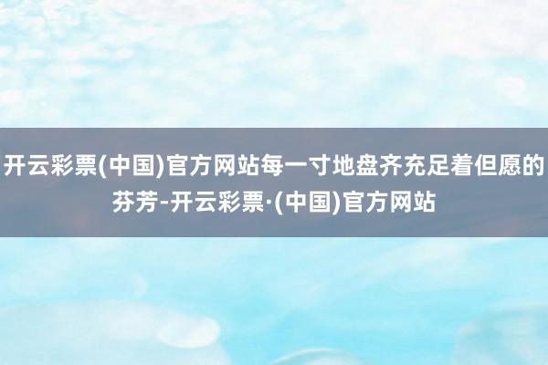 开云彩票(中国)官方网站每一寸地盘齐充足着但愿的芬芳-开云彩票·(中国)官方网站